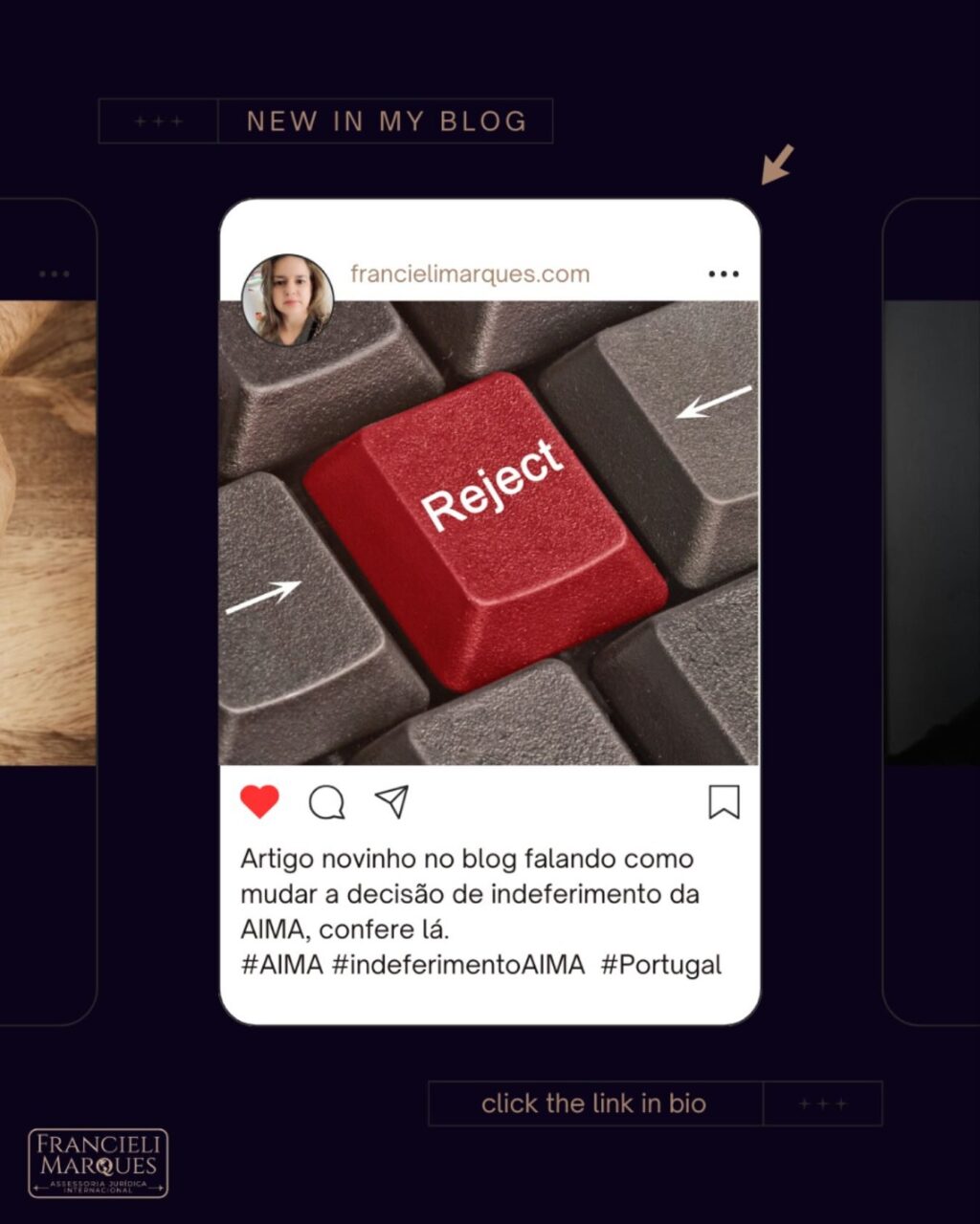 Instagram post from francielimarques.adv. This post is in position 8.